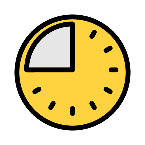 Clock time and date clock quarter icon