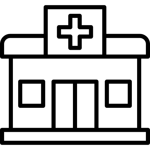 Clinic healthcare and medical buildings hospital icon