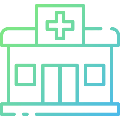 Clinic urban hospitals healthcare and medical icon