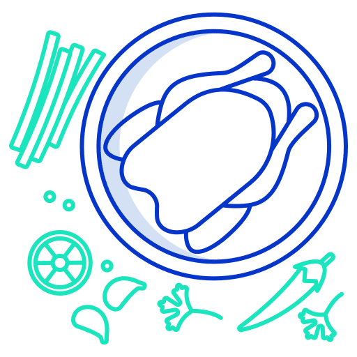 Chicken food and restaurant spices roasted icon