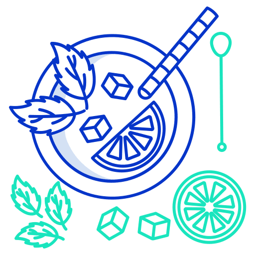 Mojito alcoholic glass straw icon