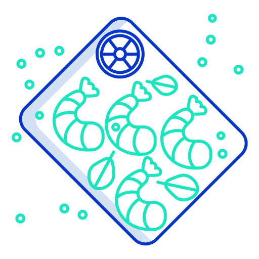 Shrimps lemon slice peppercorn healthy food icon