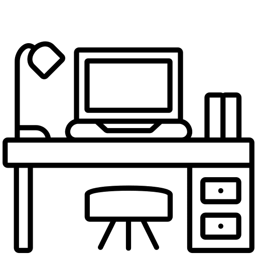 Desk furniture and household furniture work station icon