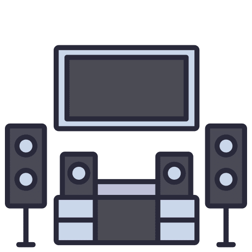 Home theater music and multimedia tv set home theater icon