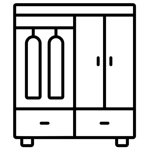 Wardrobe furniture and household room hotel icon