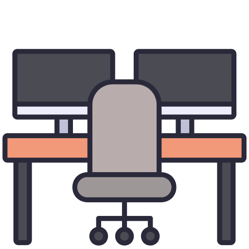 Desk work station chair desk icon