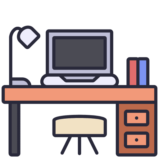 Desk office chair desk icon