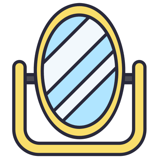 Mirror glass oval shape furniture and household icon