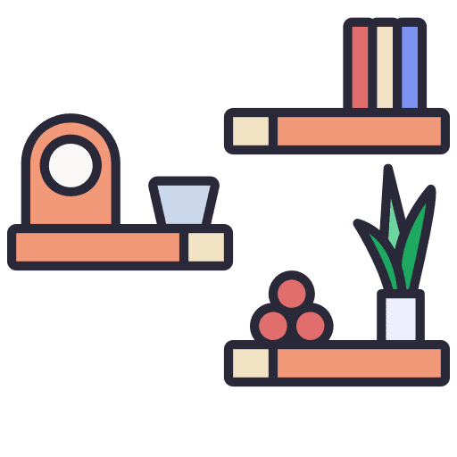 Shelves decoration shelf home decor icon