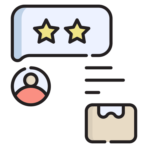 Review commerce and shopping review experience icon