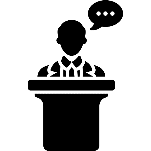 Speech user lecture presentation icon Speech user lecture presentation icon