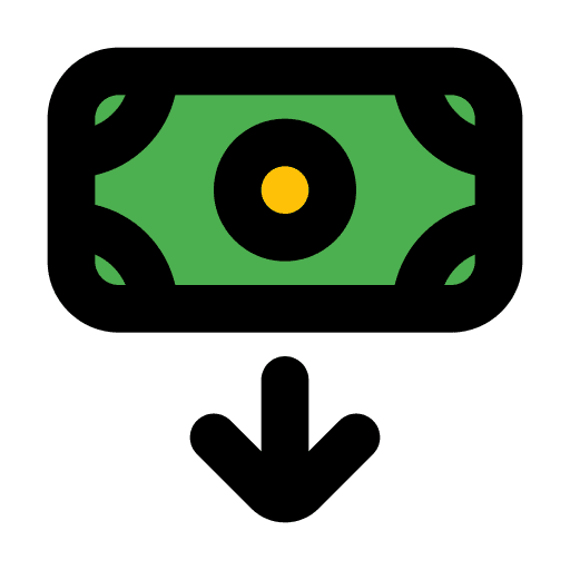 Money business and finance banknote down arrow icon Money business and finance banknote down arrow icon