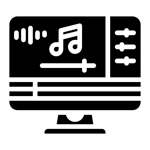 Computer music and multimedia communications computer icon Computer music and multimedia communications computer icon