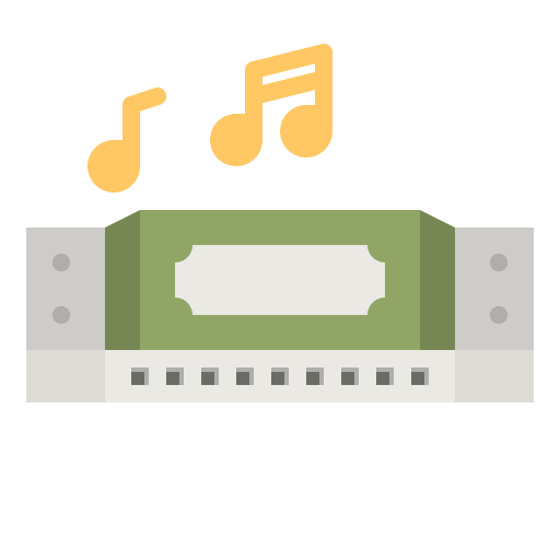 Harmonica wind instrument music and multimedia musical instrument icon Harmonica wind instrument music and multimedia musical instrument icon