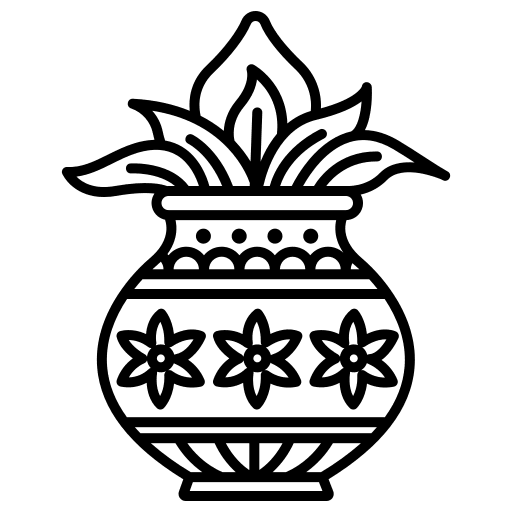 Kumbh kalash plant leaf cultures icon