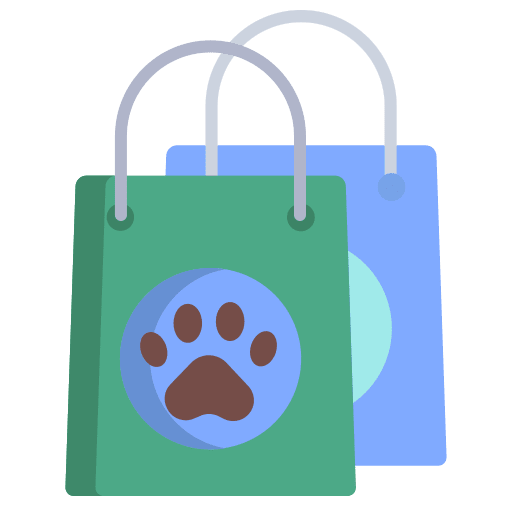 Shopping bag pet shop pawprint paper bag icon Shopping bag pet shop pawprint paper bag icon