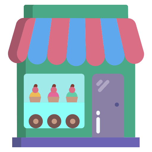 Bakery shop sweets architecture and city food icon