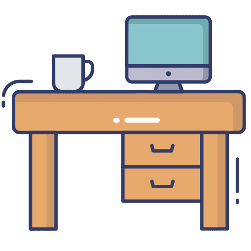 Coffee cup workplace computer furniture and household icon