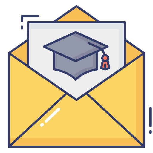 Envelope education hat mail icon