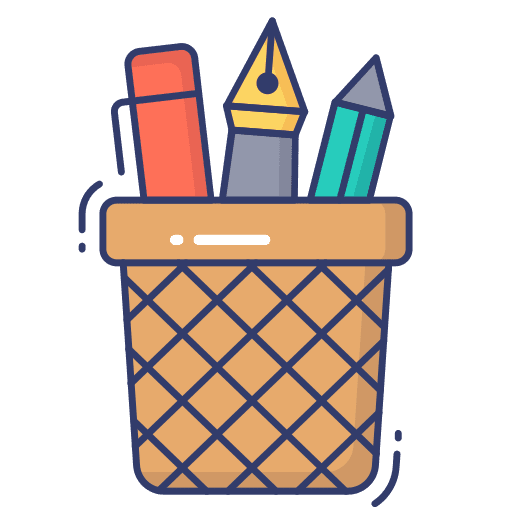 Stationery pen education box icon