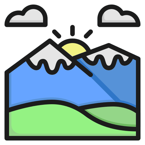 Mountain sun cloud mountain icon