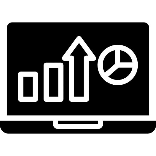 Laptop bar chart analysis data report icon
