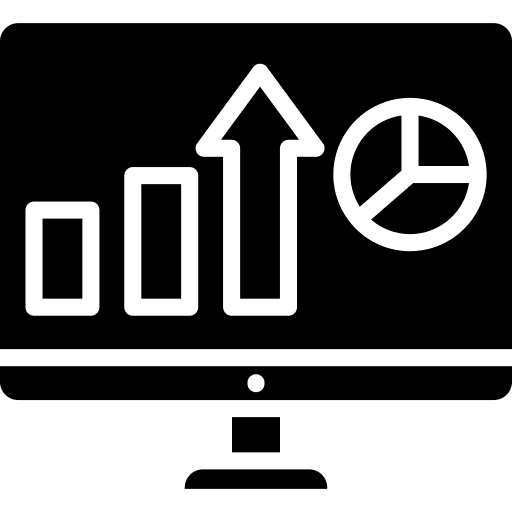 Computer bar chart line chart business report icon