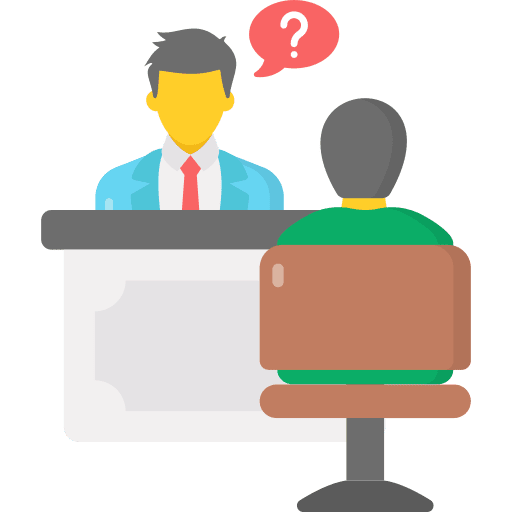 Interview communications human resources boss icon Interview communications human resources boss icon