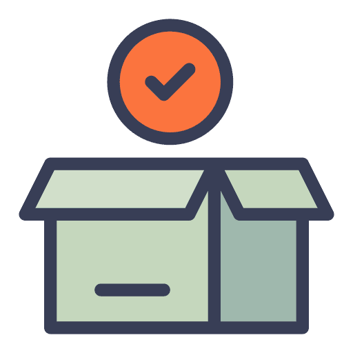 Package delivery box check shipping and delivery icon