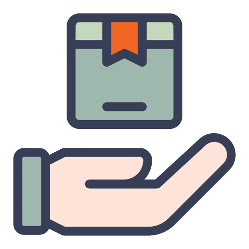 Package hand delivery box icon Package hand delivery box icon