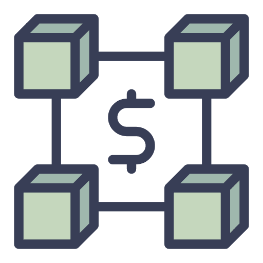 Blockchain technology fintech dollar icon Blockchain technology fintech dollar icon