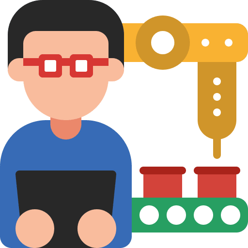 Production factory professions and jobs worker icon