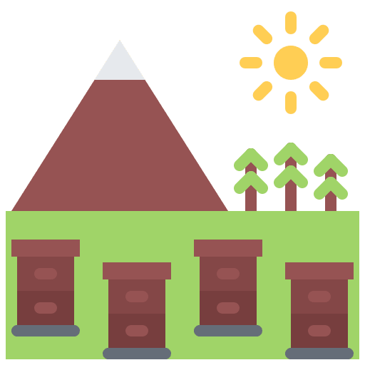 Apiary mountain farm nature icon