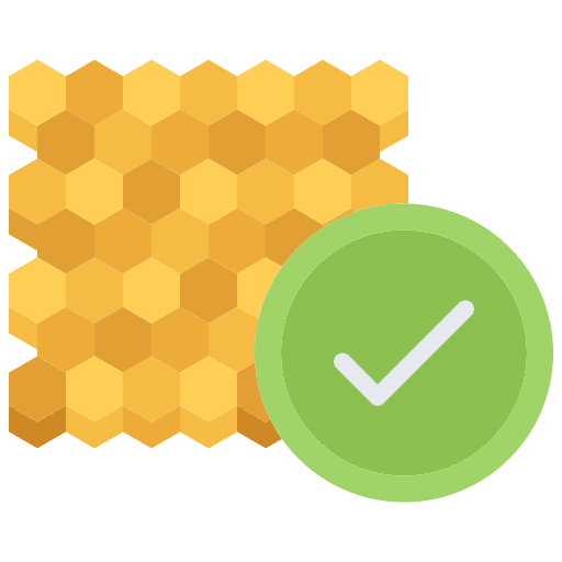 Honey check farming and gardening beekeeping icon Honey check farming and gardening beekeeping icon