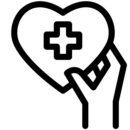 Heart hospital hand medical care icon