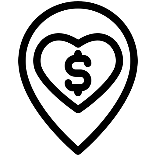 Location donate heart map pointer icon