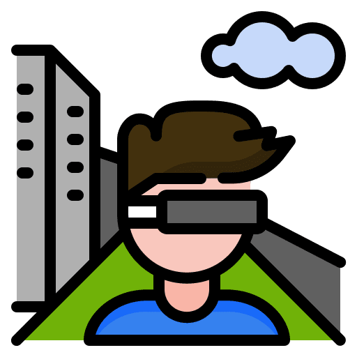 Simulation vr technology glasses icon Simulation vr technology glasses icon
