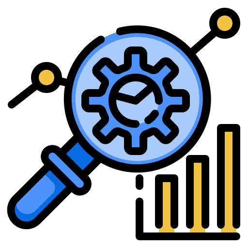 Evaluation gear management analysis icon Evaluation gear management analysis icon