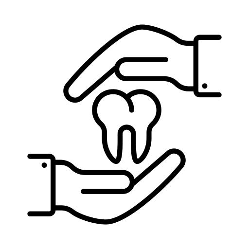 Dental care protection care hands icon