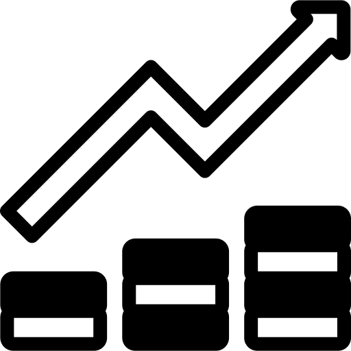 Profit sales coin growth graph icon