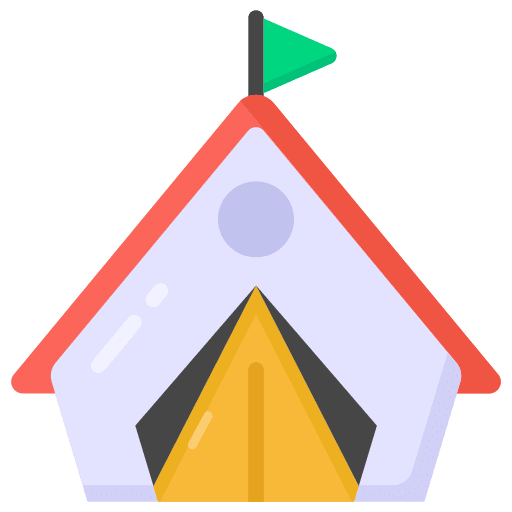 Camp travel night tent icon