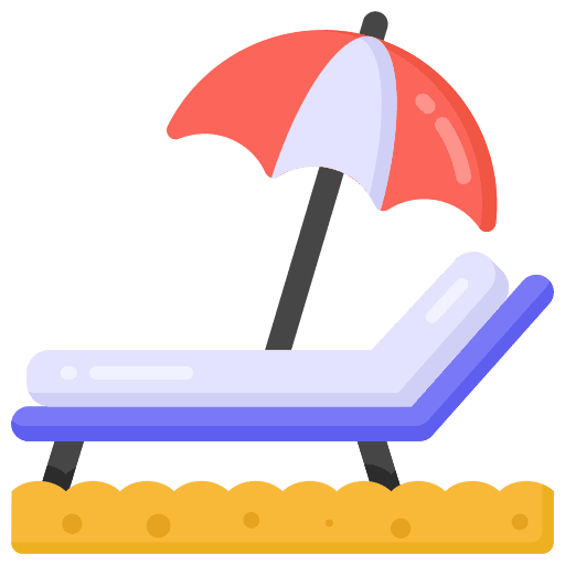 Sunbed bed umbrella vacation icon