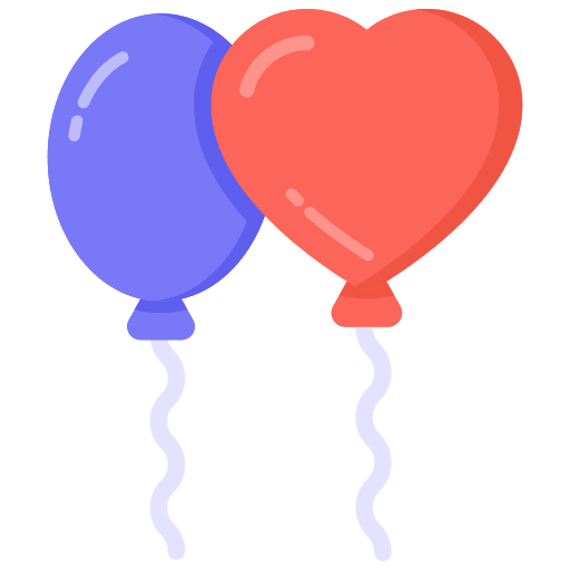 Balloons decoration heart valentines day icon