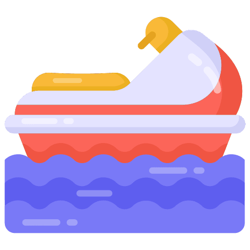 Kick scooter ferry boat water sports speedboat icon