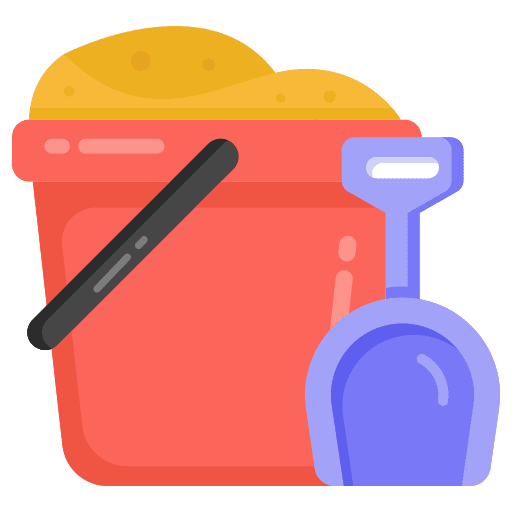 Sand bucket children summer beach toy icon