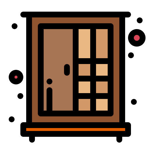 Cupboard furniture and household wardrobe cupboard icon