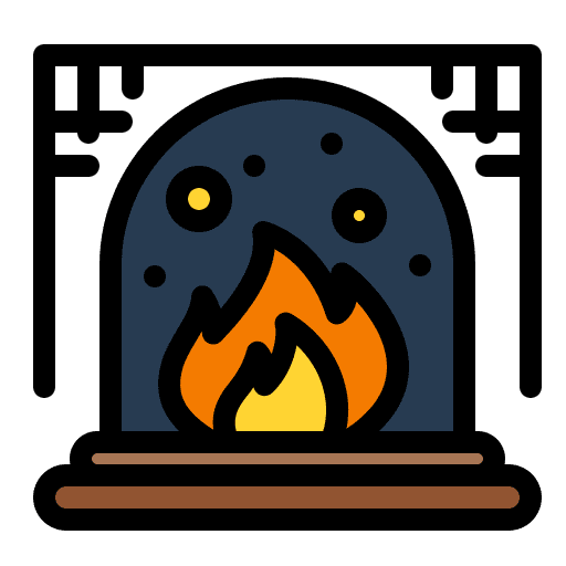 Fireplace winter flame living room icon