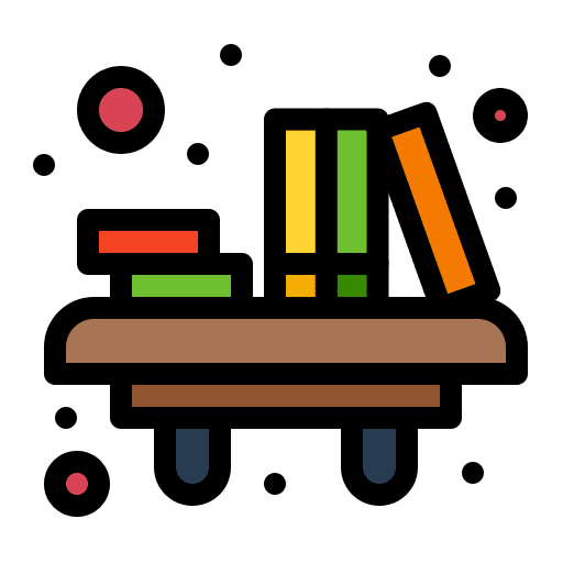 Bookshelf storage furniture and household books icon