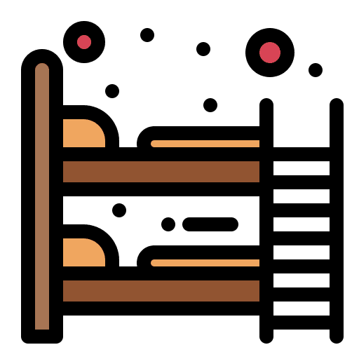 Bunk bed rest furniture and household hostel icon