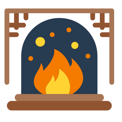 Fireplace furniture and household fireplace flame icon